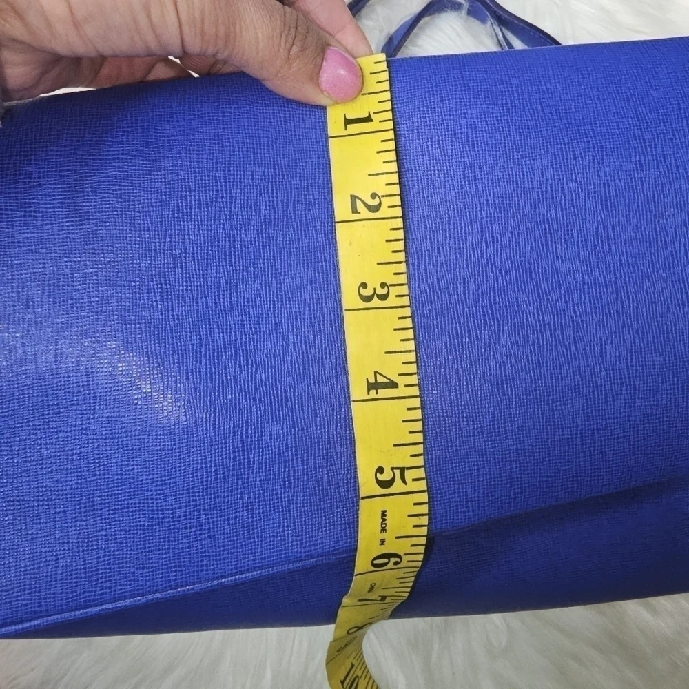 FURLA  leather Tote Handbag Purse Blue - Picture 5 of 12
